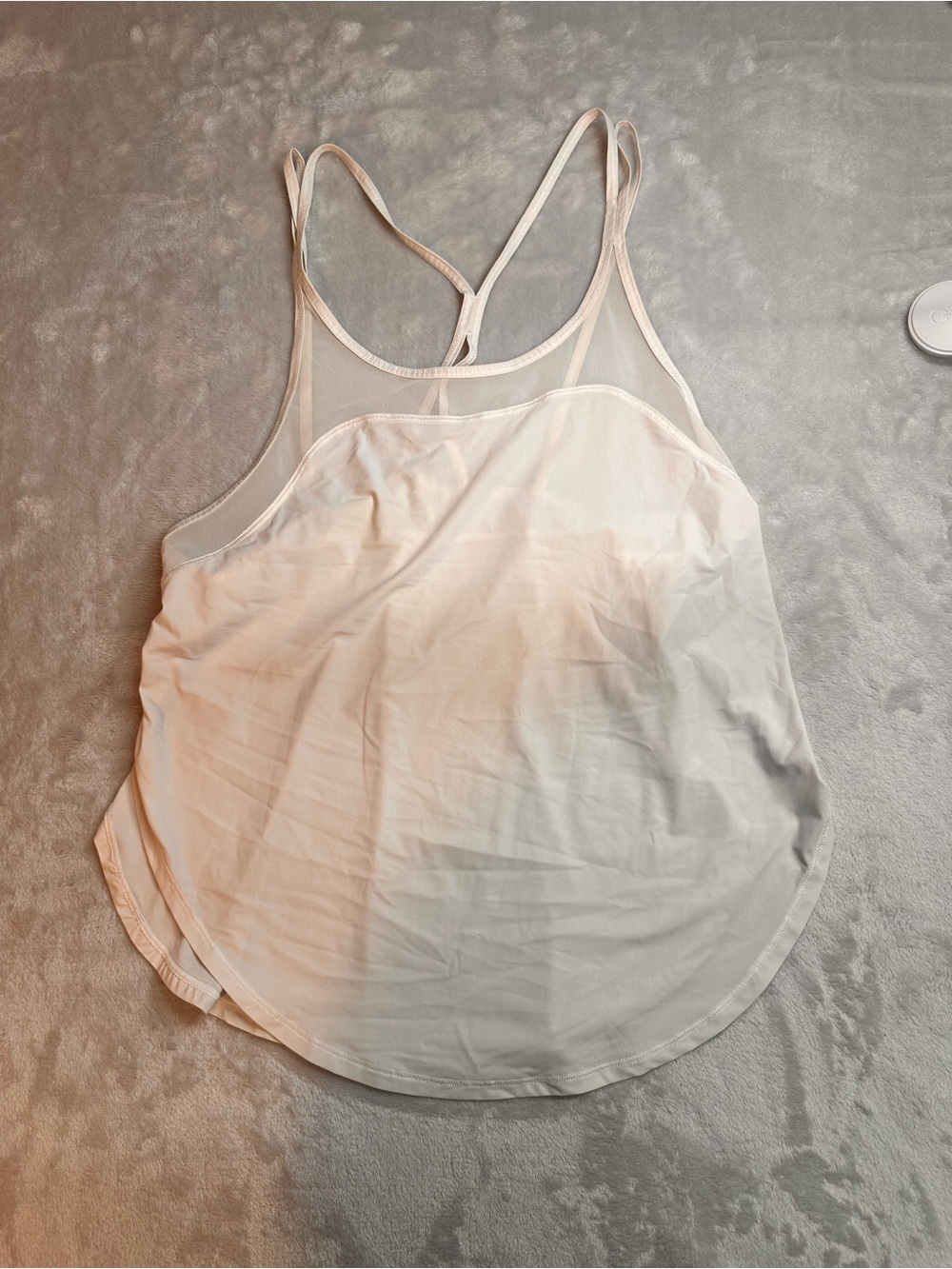 Lululemon White Sheer Mesh Racerback Tank Top Size 6 Yoga Workout